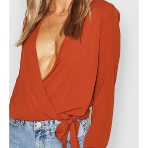 Boohoo wrap blouse NWT